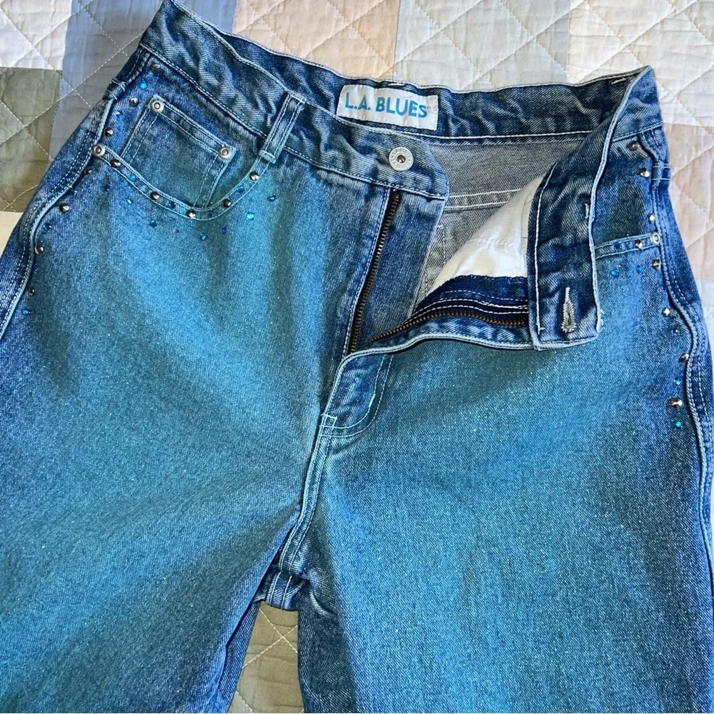 Vintage L.A. Blues Women's Studded Sparkly Blue Jeans - Picture 8 of 12